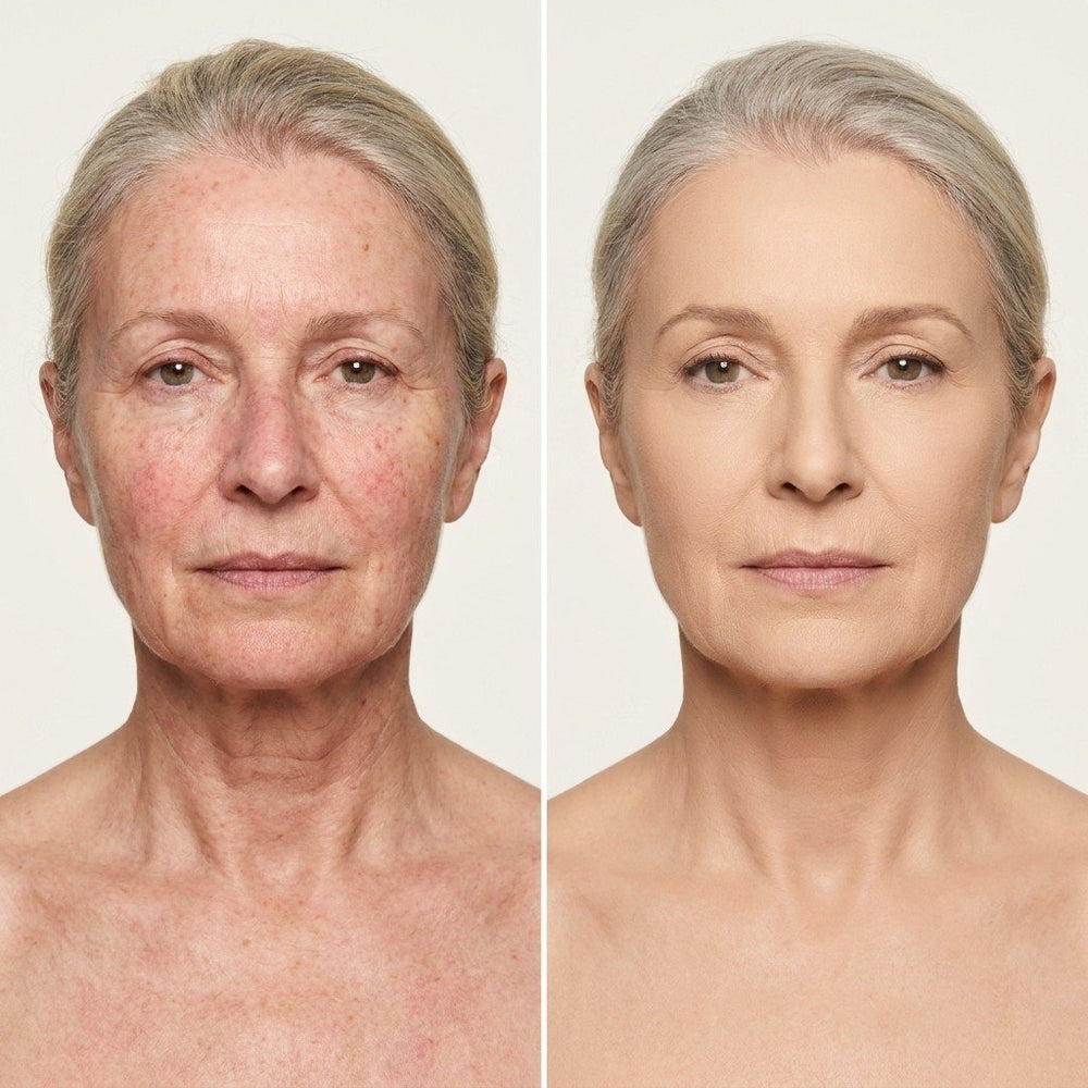 Avant / après : peau nue à gauche, Vialy à droite